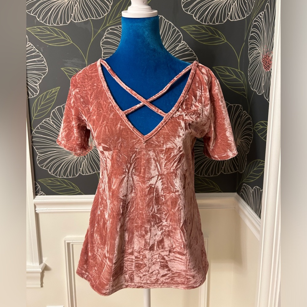 Dusty Rose Crushed Velvet Tee